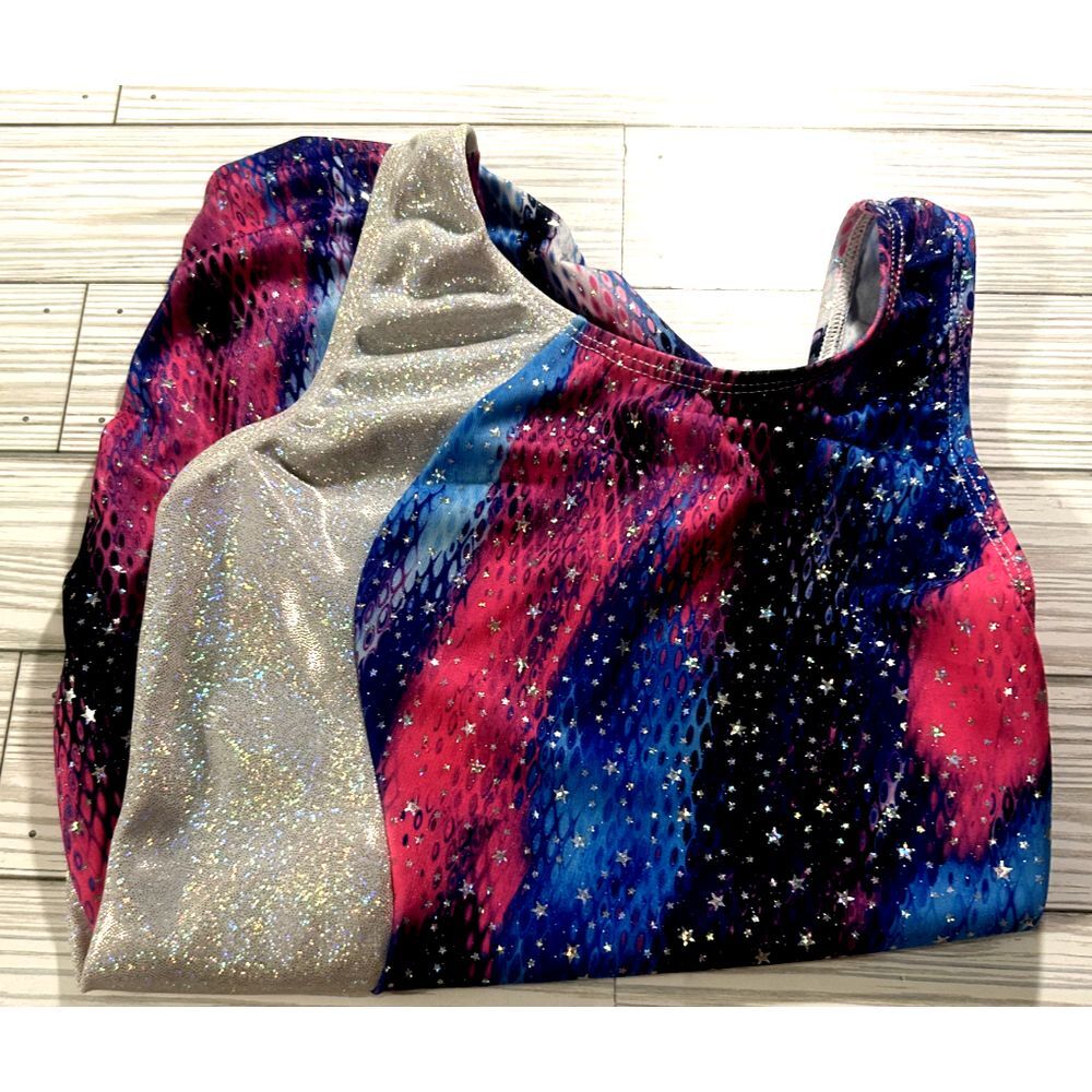 Women's Snowflake Designs‎ Leotard Size XS Gymnastics Sleeveless EUC stars multi